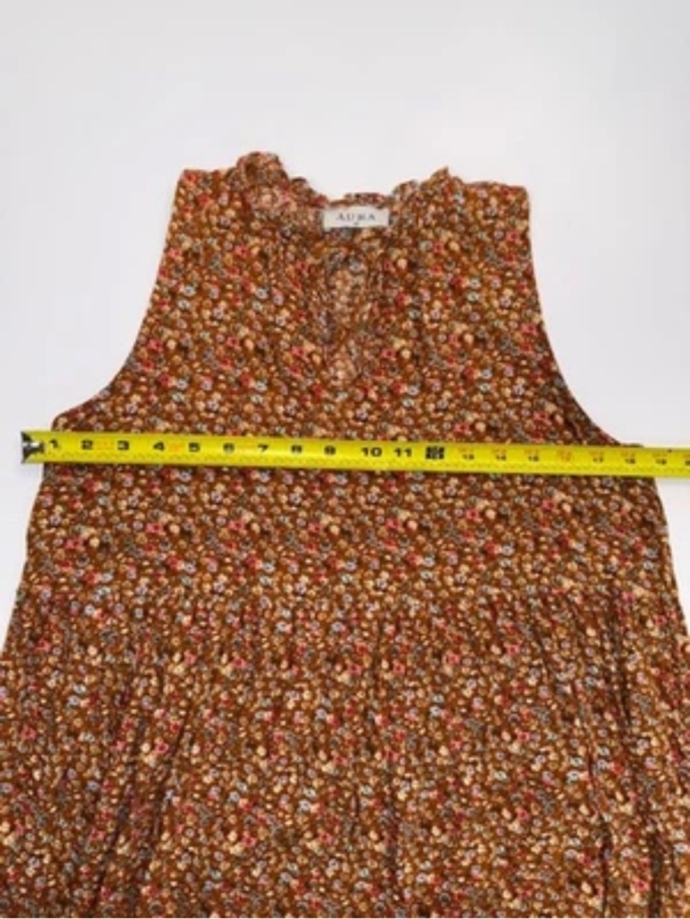 Free People Aura Women’s Summer Dress Floral Burnt Orange Brown Tiered Rayon S - Picture 7 of 10